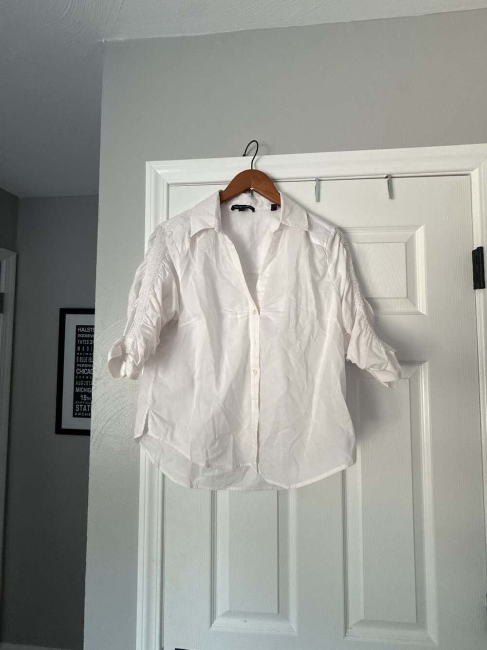 Veronica Beard Crisp White Roll-Sleeve Button Down